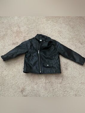 3T Zara Kids Black Moto Faux Leather Jacket